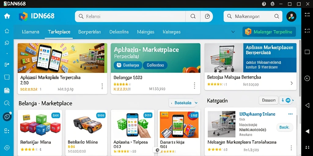 Antarmuka aplikasi <strong>IDN668</strong> yang menarik dan mudah digunakan untuk belanja online.