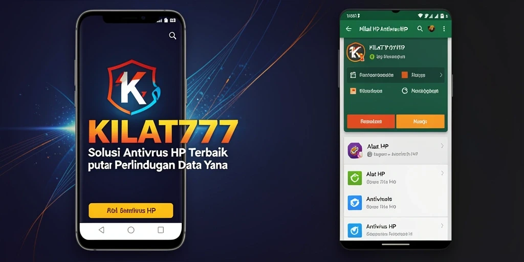 Tampilan utama aplikasi KILAT777 dengan fitur pemindaian antivirus.