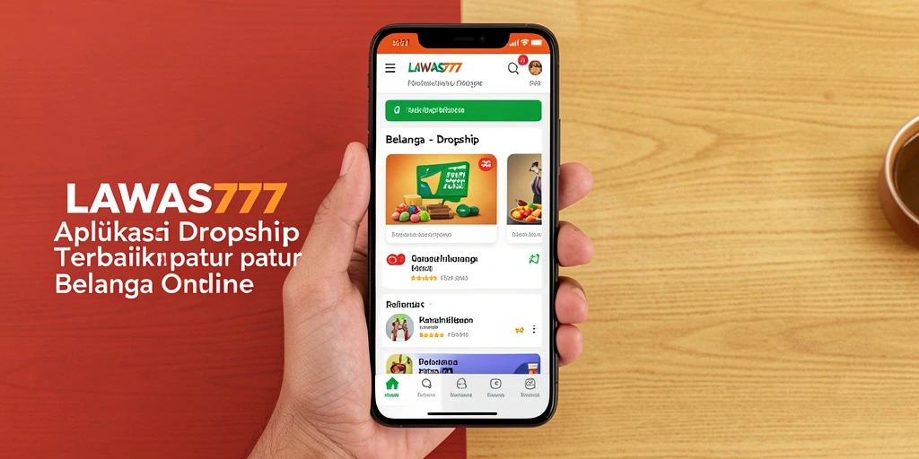 Tampilan antarmuka aplikasi LAWAS777 untuk belanja Dropship.