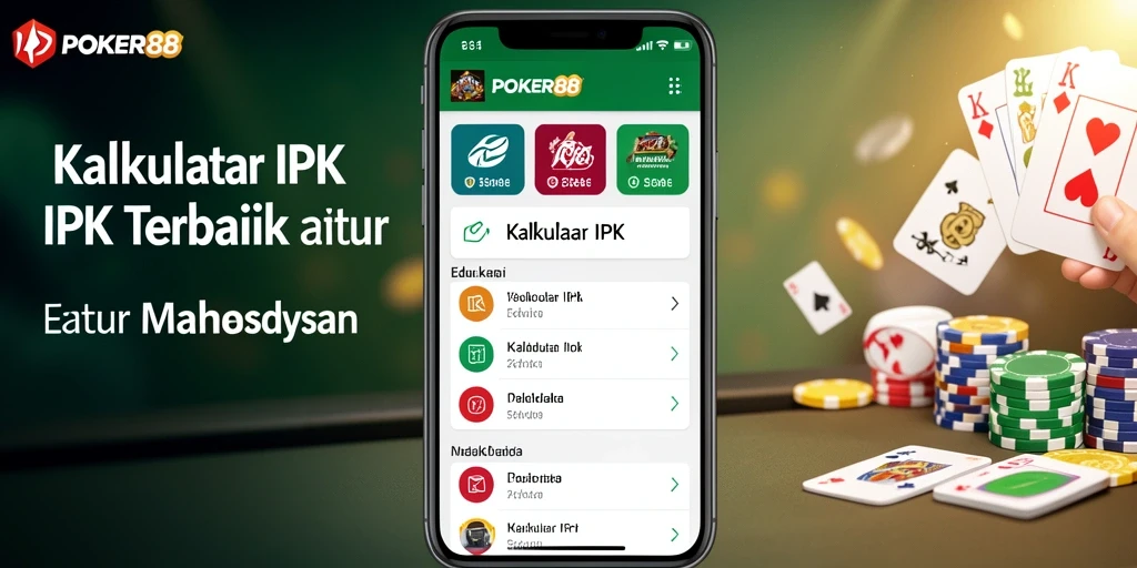 Tampilan antarmuka aplikasi Kalkulator IPK POKER88 yang sederhana dan informatif.