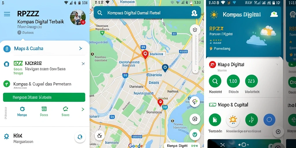 Tampilan Antarmuka RPZZZ dengan fitur navigasi kompas digital.