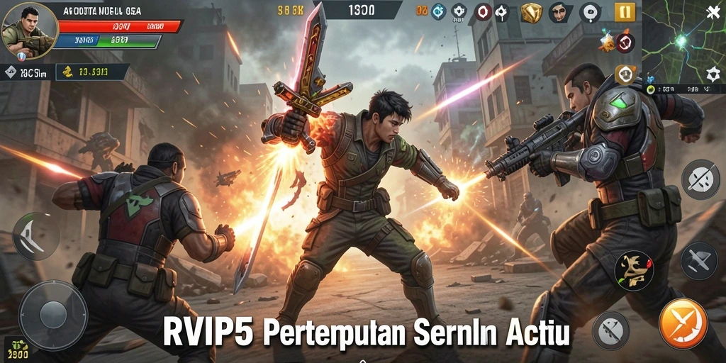 Antarmuka utama RVIP5 dengan aksi bertarung yang mendebarkan.