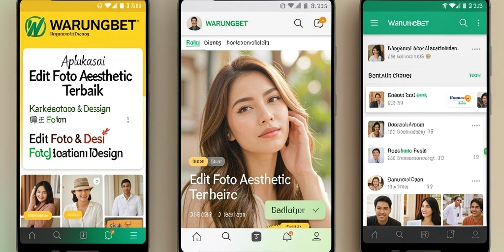 Tampilan aplikasi WARUNGBET dengan fitur Edit Foto Aesthetic.